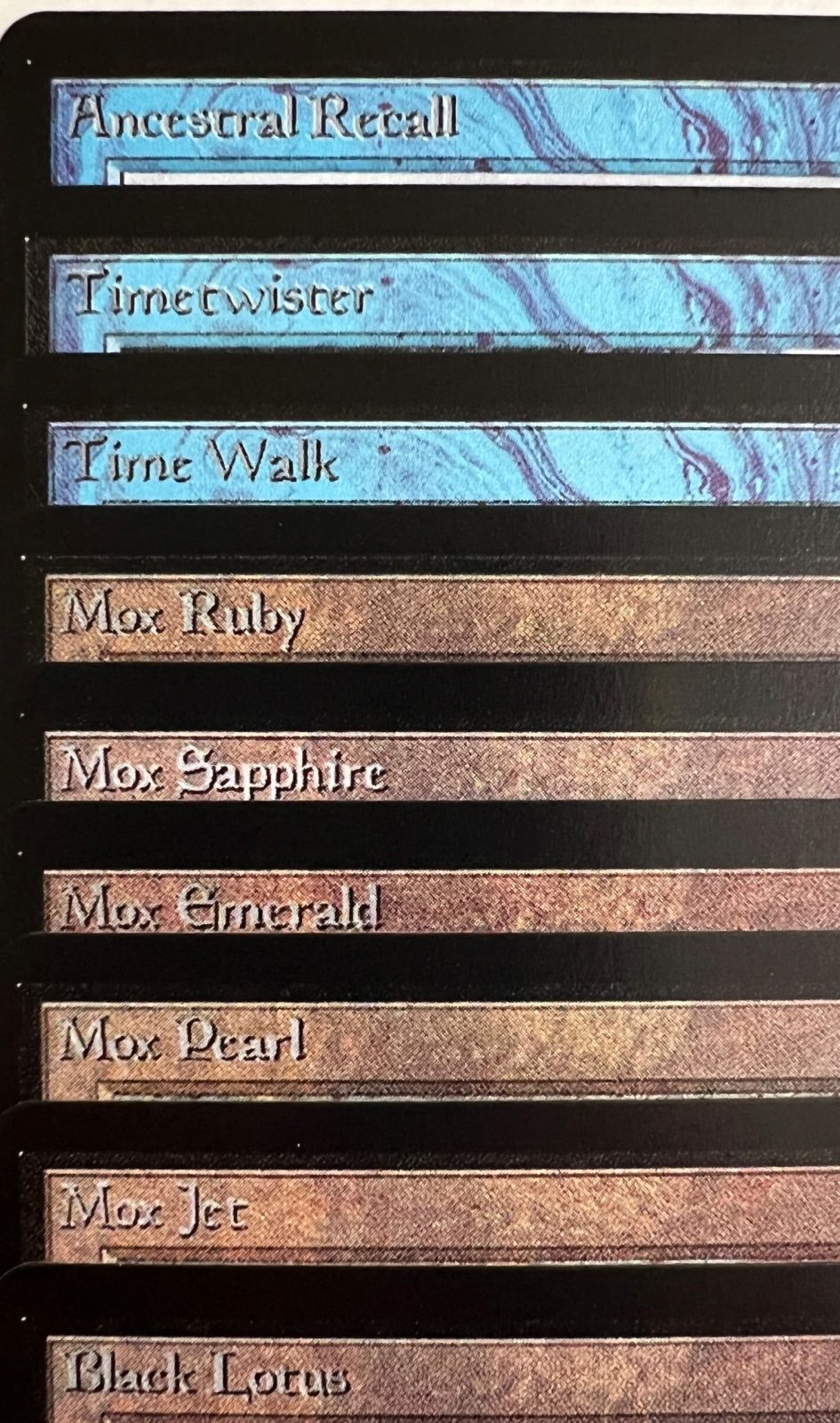 Power 9 BETA Ancestral Recall Timetwister Time Walk Mox Ruby Mox Sapphire Mox Emerald Mox Pearl Mox Jet Black Lotus