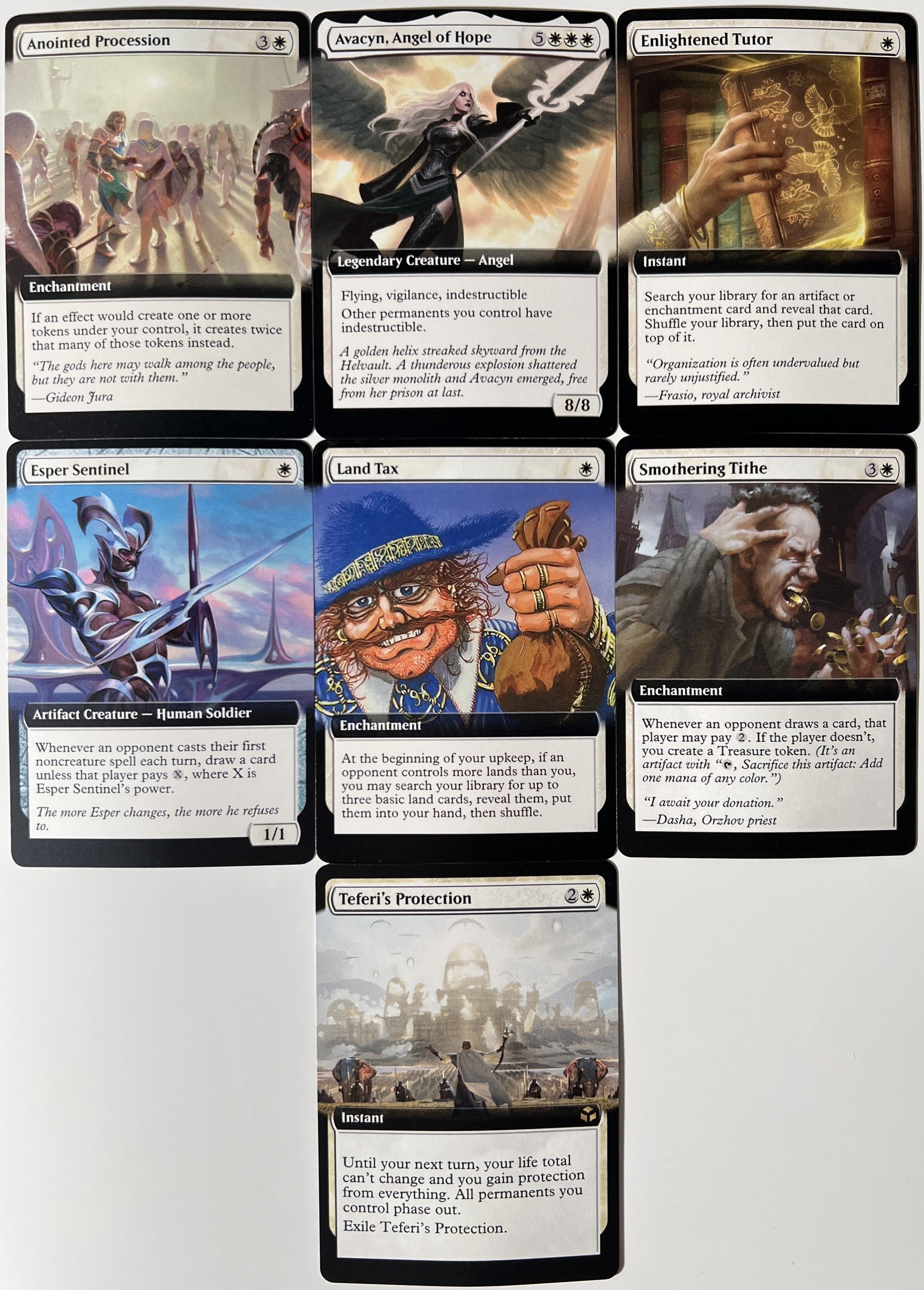 Anointed Procession Avacyn, Angel of Hope Enlightened Tutor Esper Sentinel Land Tax Smothering Tithe Teferi’s Protection