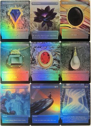 FOIL Power 9 Ancestral Recall Timetwister Time Walk Mox Ruby Mox Sapphire Mox Emerald Mox Pearl Mox Jet Black Lotus Custom Art