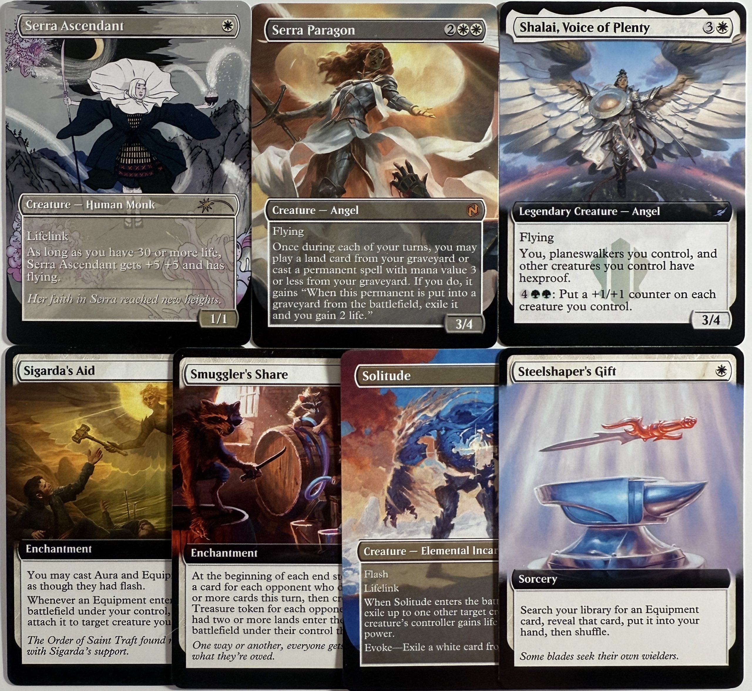 Serra Ascendant Serra Paragon Shalai, Voice of Plenty Sigarda's Aid Smuggler's Share Solitude Steelshaper's Gift