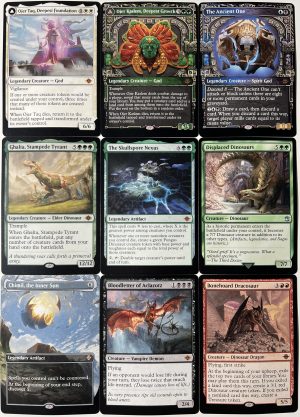 Ojer Taq, Deepest Foundation Ojer Kaslem, Deepest Growth The Ancient One Ghalta, Stampede Tyrant The Skullspore Nexus Displaced Dinosaurs Chimil, the Inner Sun Bloodletter of Aclazotz Bonehoard Dracosaur