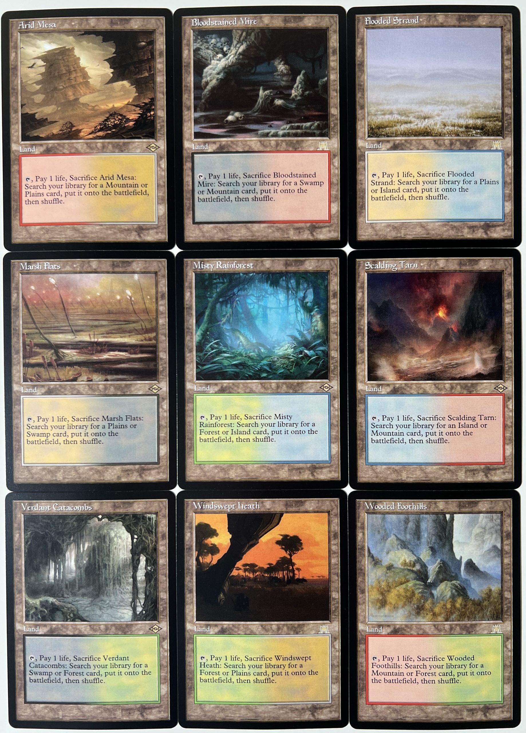 Original Arid Mesa Bloodstained Mire Flooded Strand Marsh Flats Misty Rainforest Polluted Delta Scalding Tarn Verdant Catacombs Windswept Heath Wooded Foothills