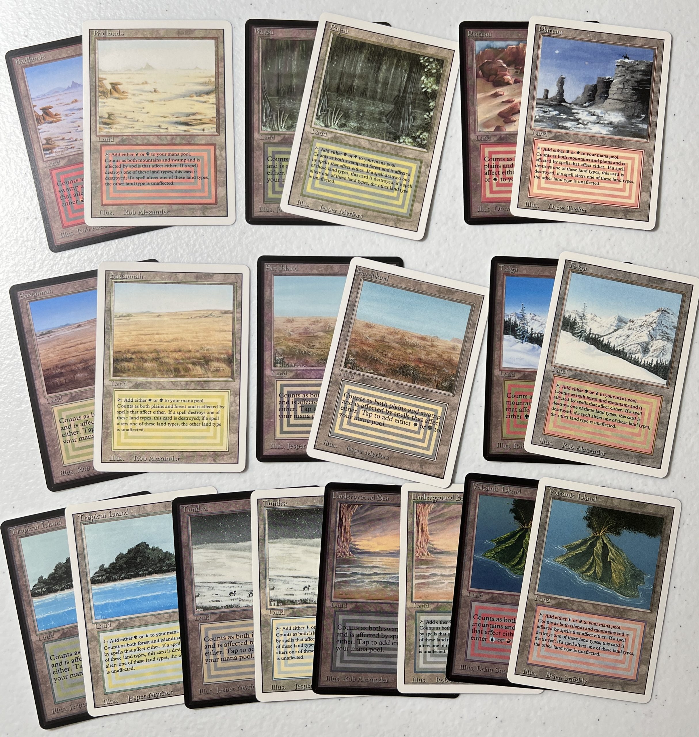 Revised BETA Dual Lands : Badlands Bayou Plateau Savannah Scrubland Taiga Tropical Island Tundra Underground Sea Volcanic Island