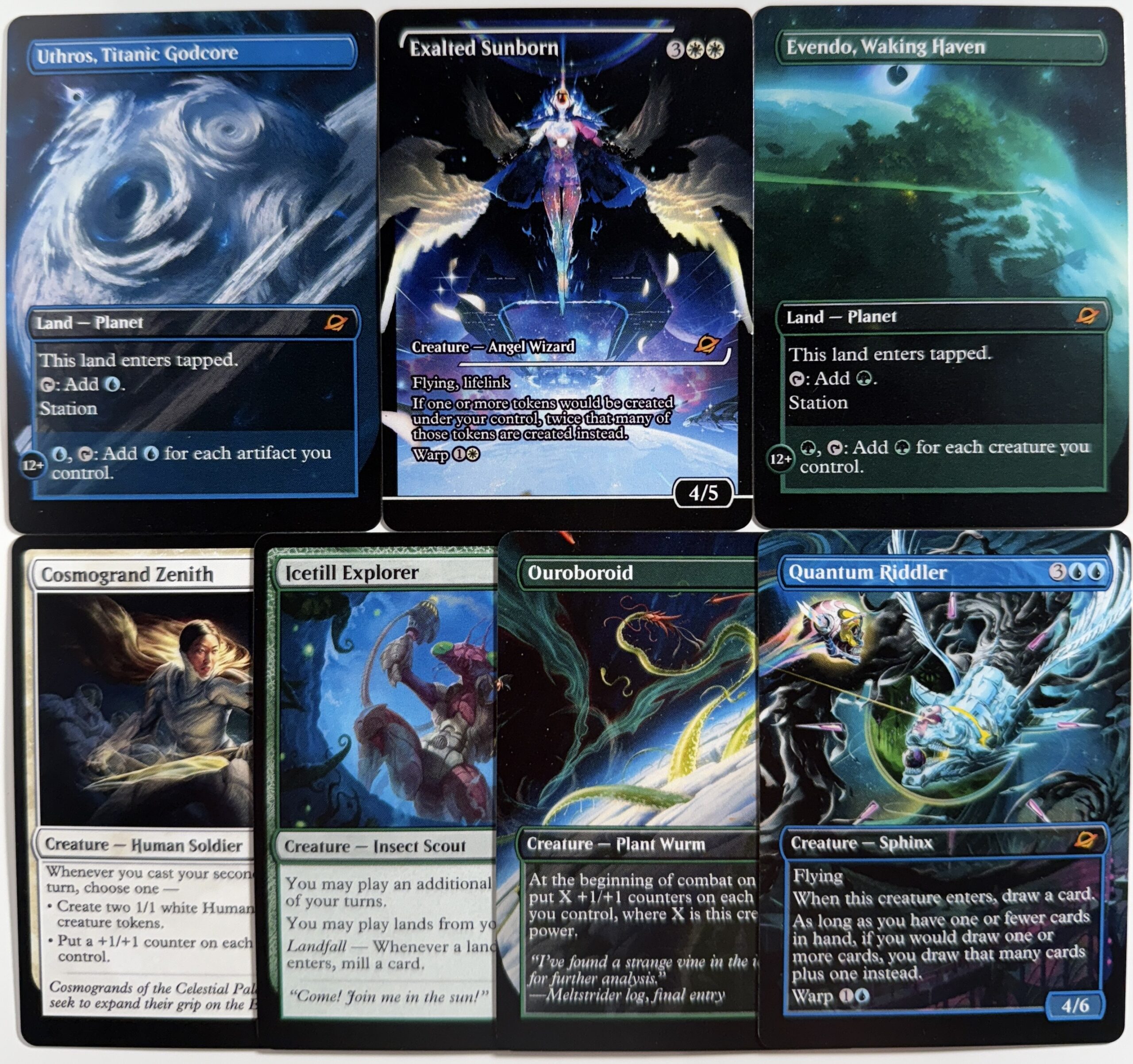 Uthros, Titanic Godcore, Exalted Sunborn, Evendo, Waking Haven, Cosmogrand Zenith, Icetill Explorer, Ouroboroid, Quantum Riddler